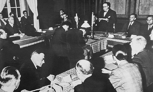 Bild: Plenumssitzung des Verfassungskonvents, August 1948; 
Foto: Foto Berger, Prien