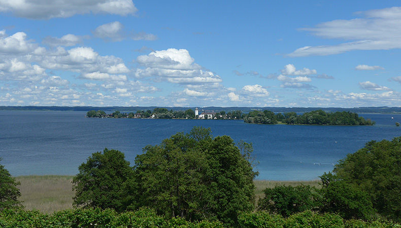 Picture: View from Herrenchiemsee Island to Frauenchiemsee Island